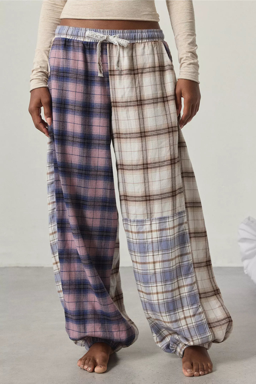 Aura Upcycled Flannel Lounge Joggers | Baggy Fit