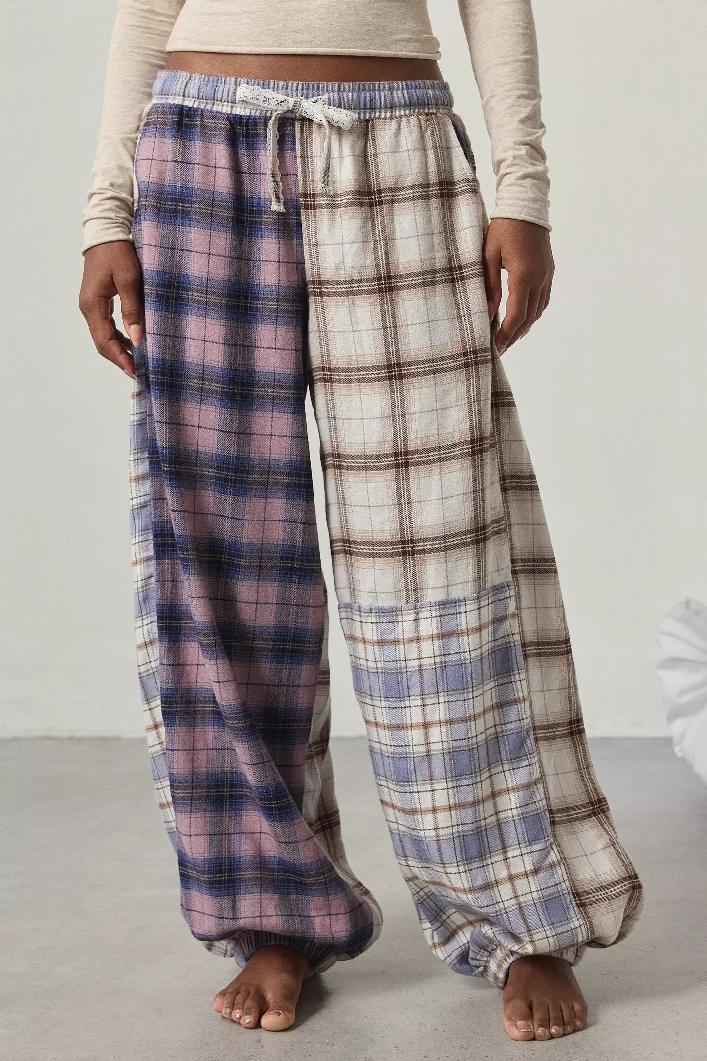 Aura Upcycled Flannel Lounge Joggers | Baggy Fit