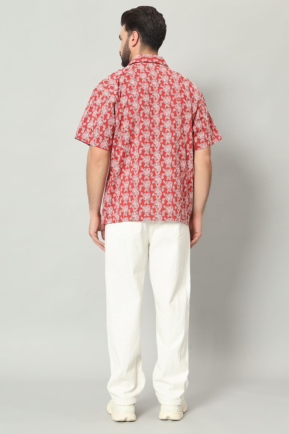 The Gulbahar Embroidered Cambric Cuban Shirt - Mehroon