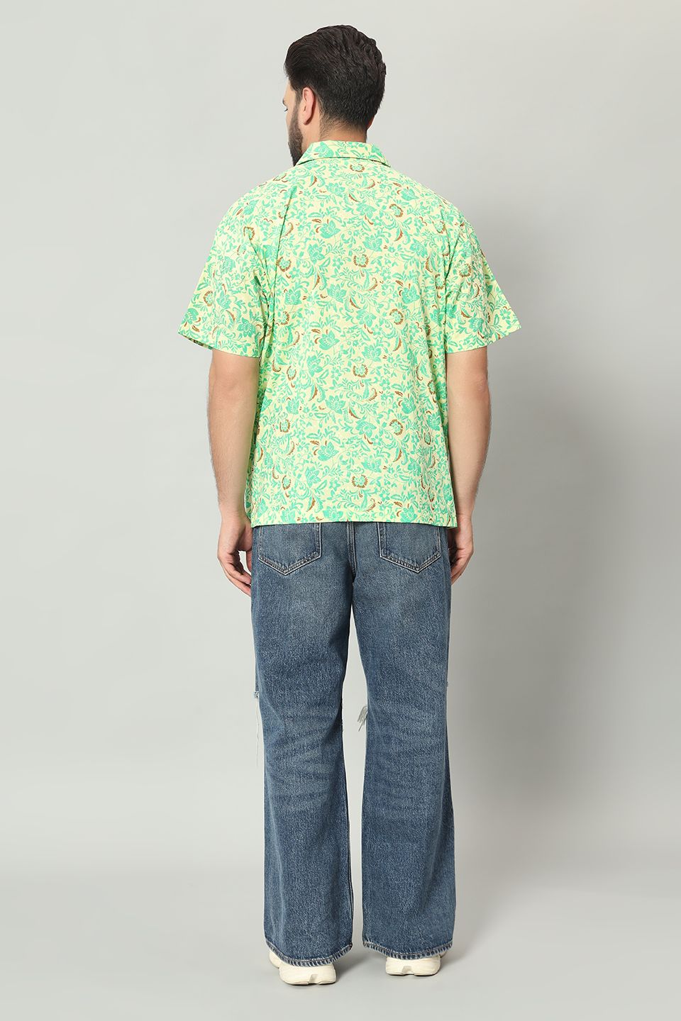 The Vasanta Printed Cuban Shirt - Lemon Green