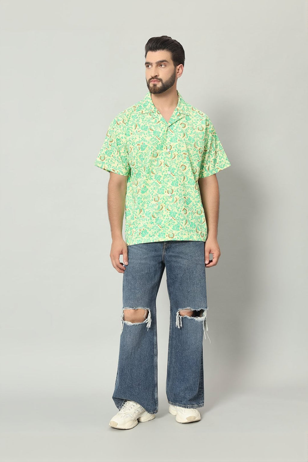 The Vasanta Printed Cuban Shirt - Lemon Green