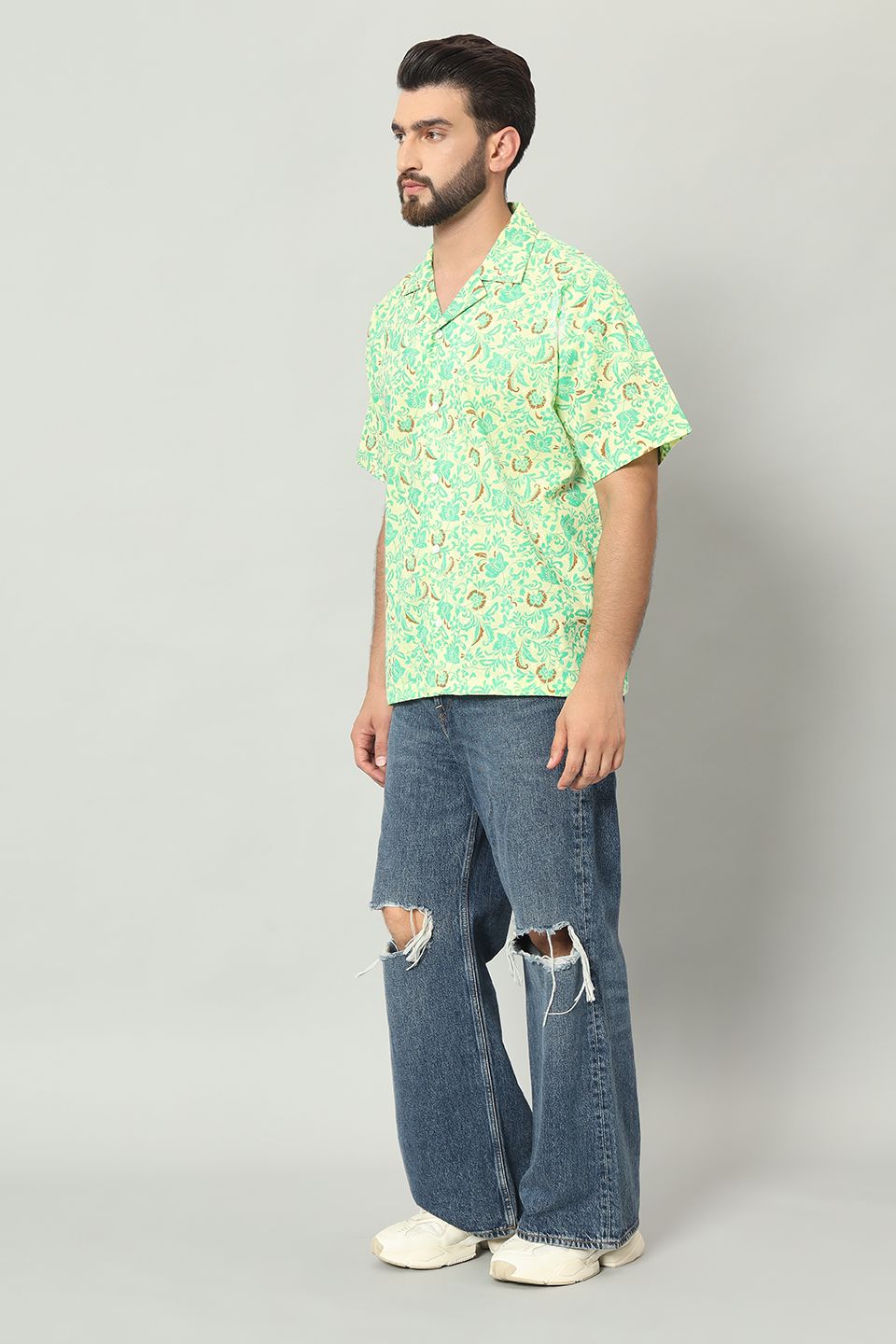 The Vasanta Printed Cuban Shirt - Lemon Green