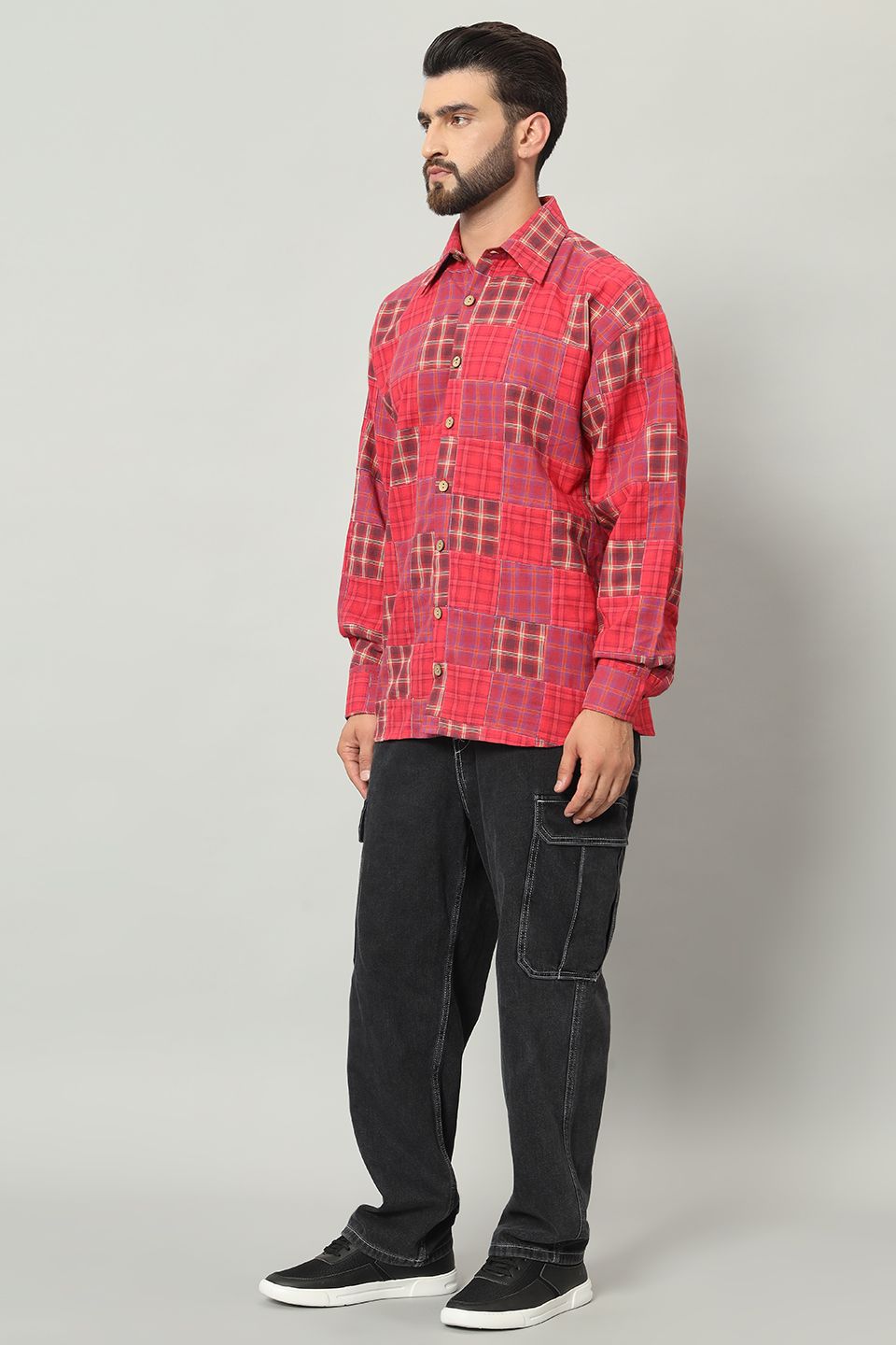 The Kashi Limited Edition Upcycled Patchwork Check Shirt | Loose-Fit Cotton