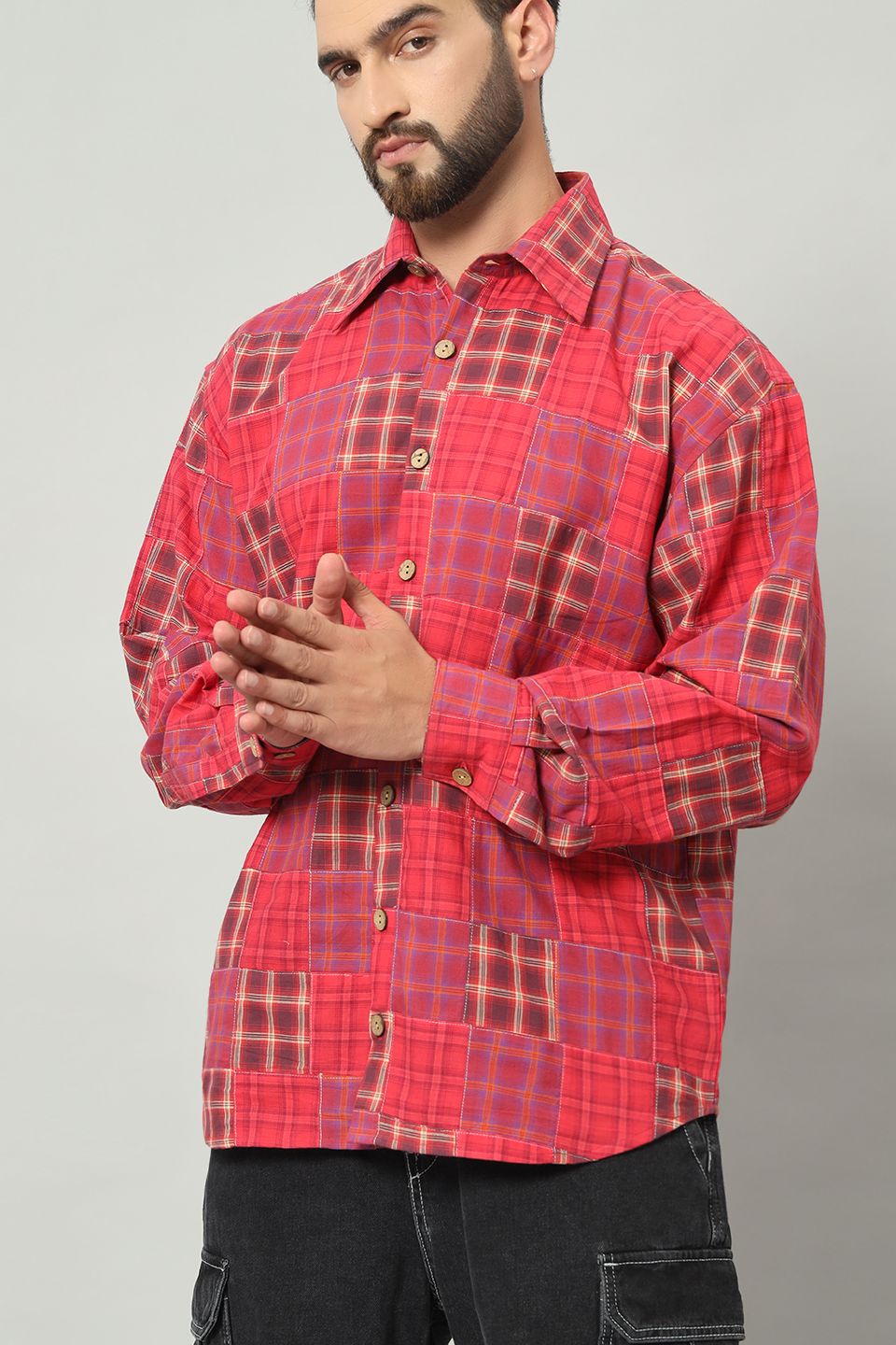 The Kashi Limited Edition Upcycled Patchwork Check Shirt | Loose-Fit Cotton