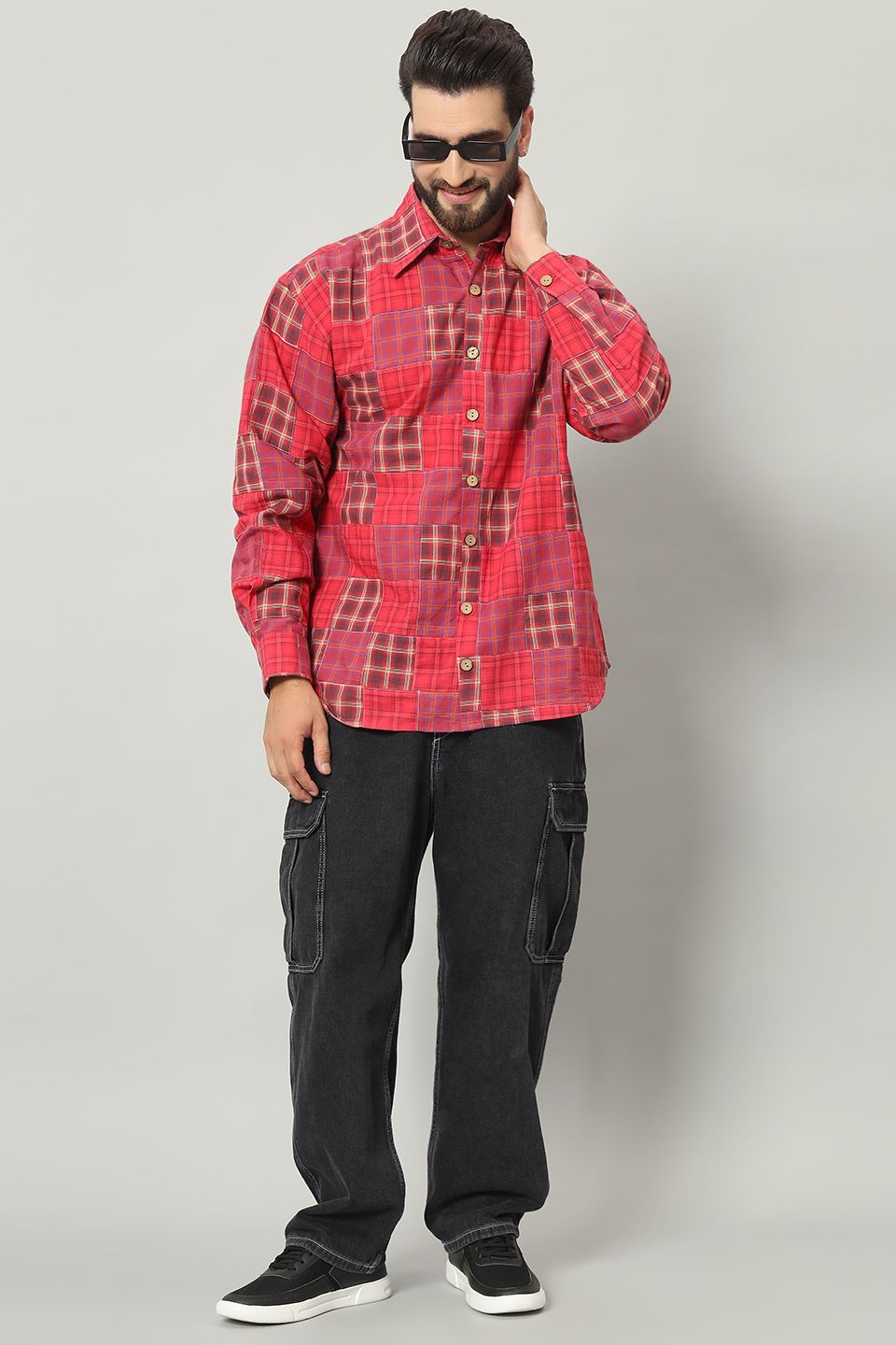 The Kashi Limited Edition Upcycled Patchwork Check Shirt | Loose-Fit Cotton