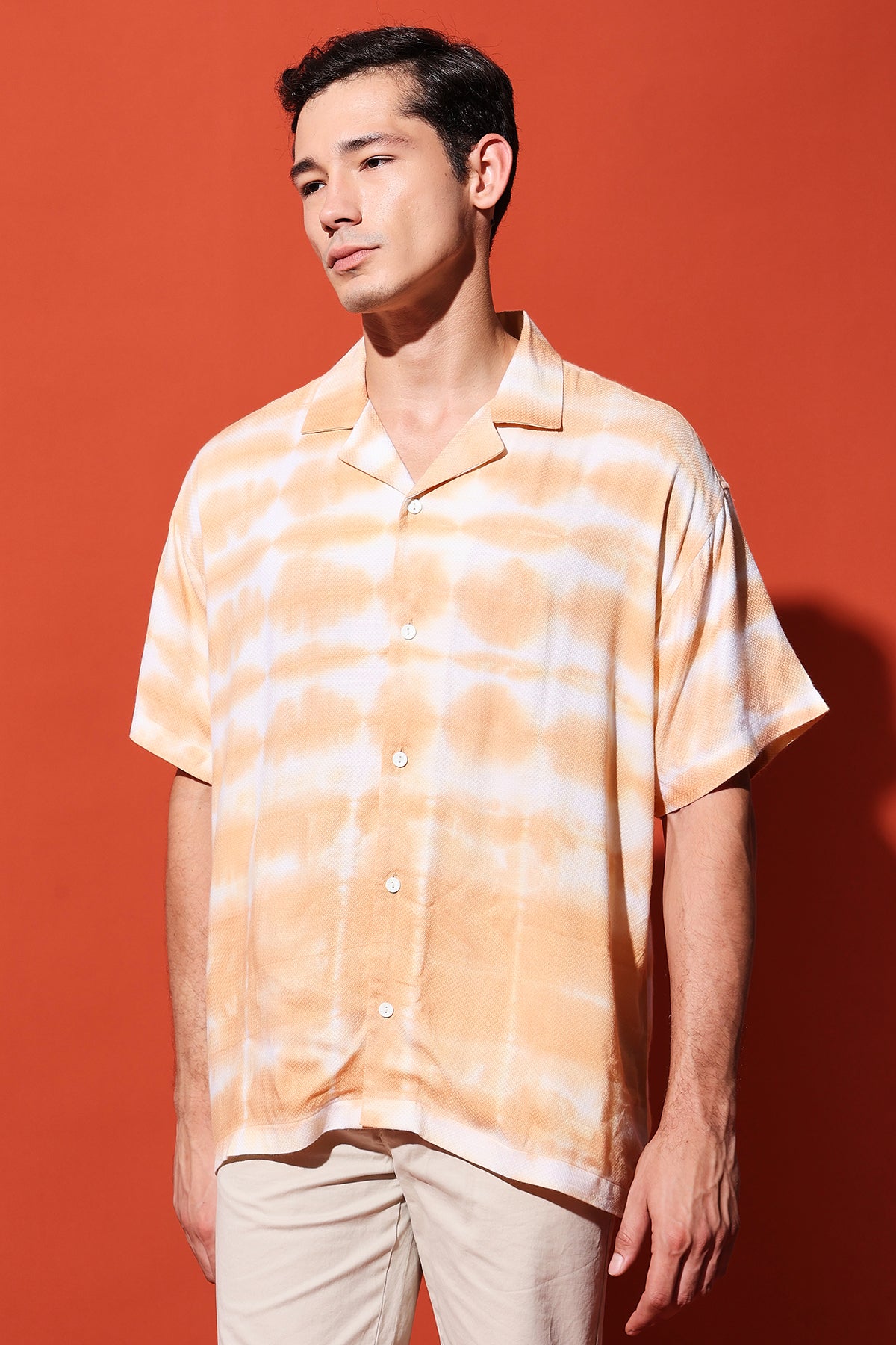 Sand Brown Snake Skin Jacquard Tie Dye Shirt RESÓRE BLANC