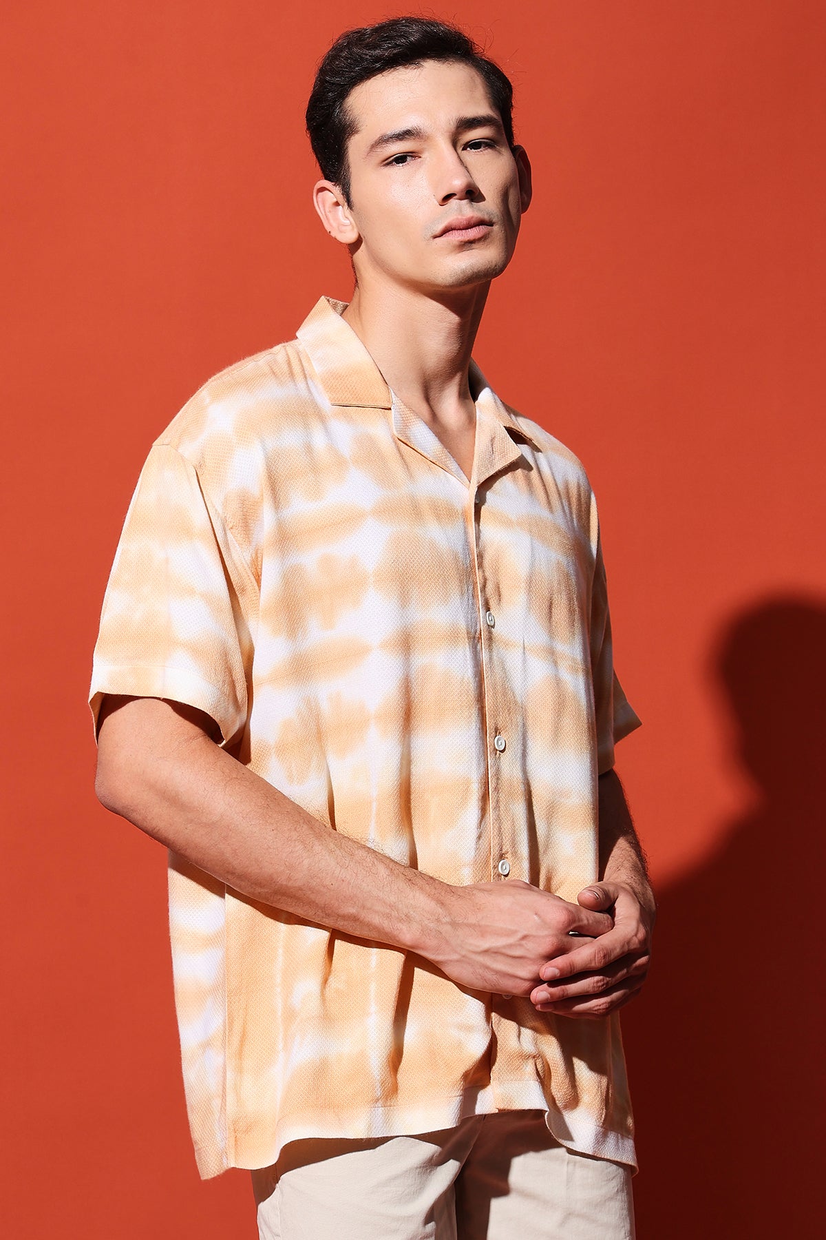 Sand Brown Snake Skin Jacquard Tie Dye Shirt RESÓRE BLANC