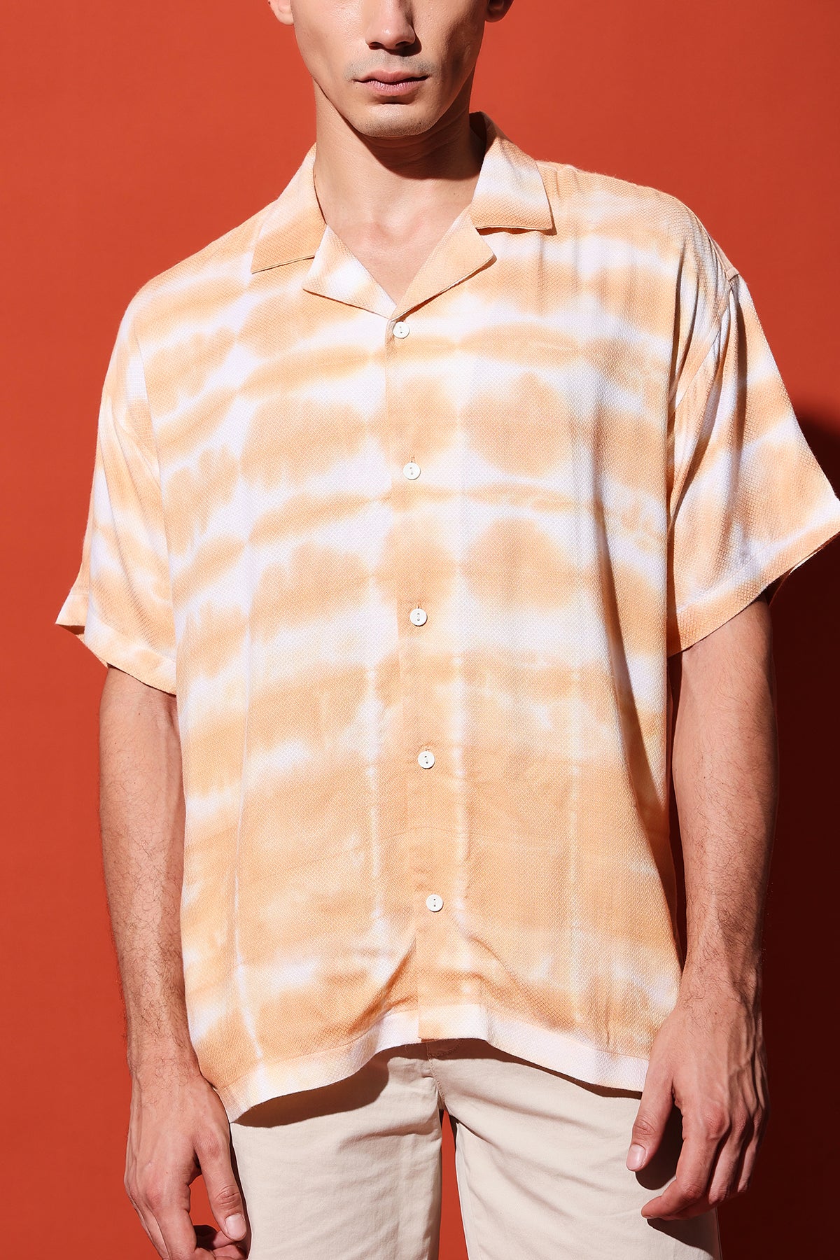 Sand Brown Snake Skin Jacquard Tie Dye Shirt RESÓRE BLANC