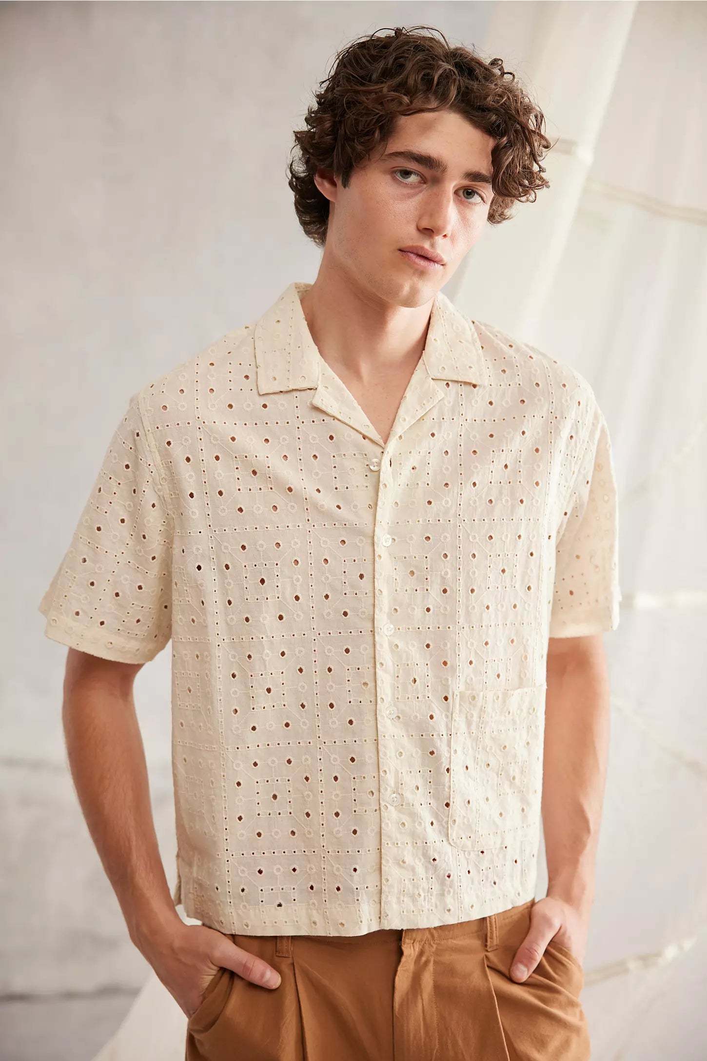 Star White Eyelet Cabana Shirt with Camp Collar – RESÓRE BLANC RESÓRE BLANC