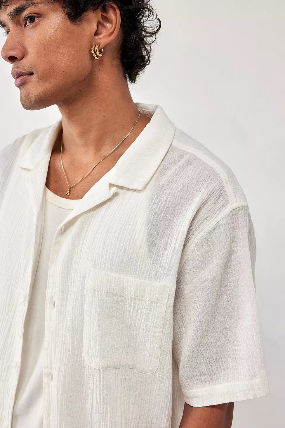 Notched Collar Crinkle Cotton Summer Shirt – RESÓRE BLANC RESORE BLANC